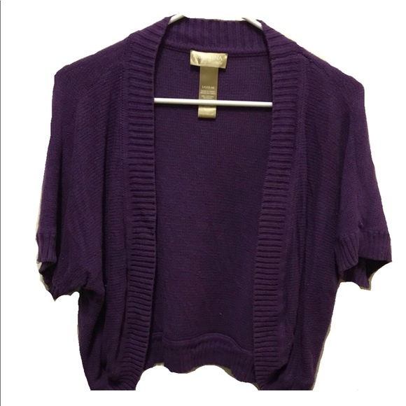 Miss Tina Sweaters - Miss Tina Purple Cropped Dress Coverup